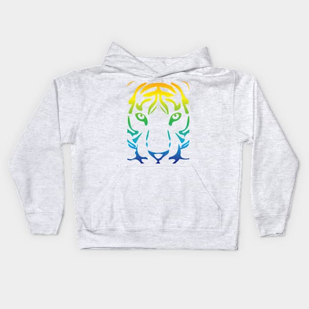 Rainbow tiger head close up Kids Hoodie by grafart